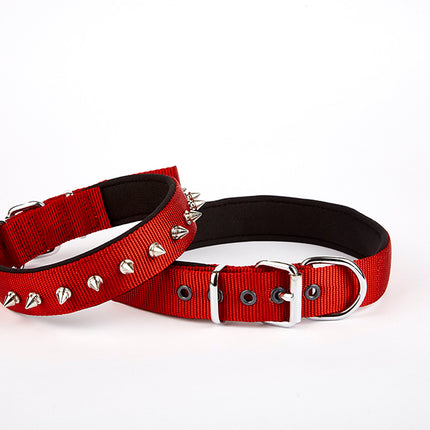 Doggie Çivi Desenli Köpek Tasması 3*55 cm Medium Kırmızı