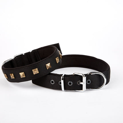 Doggie Piramit Desenli Köpek Tasması 3*42-50 cm Siyah