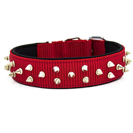 Doggie Konfor El Yapımı Çivili Köpek Boyun Tasması 4x52-60cm Kırmızı