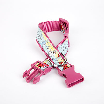 Doggie Pati Desenli Dokuma Köpek Boyun Tasması 3 cm x 36-60 cm Mor