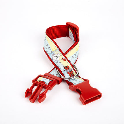 Doggie Pati Desenli Dokuma Köpek Boyun Tasması 3 cm x 36-60 cm Kırmızı