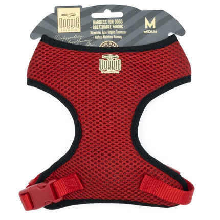 Doggie Havalı Dokumadan Küçük Irk Köpek Göğüs Tasması 1,5 x 35-45 cm Kırmızı