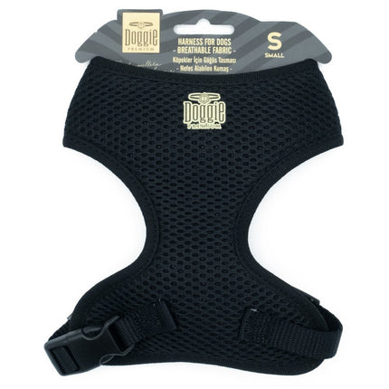 Doggie Havalı Dokumadan Küçük Irk Köpek Göğüs Tasması 2 x 50-60 cm Siyah