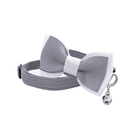 Markapet Papyonlu Elastik Örme Kedi Tasması 18,5 cm-29 cm Gri