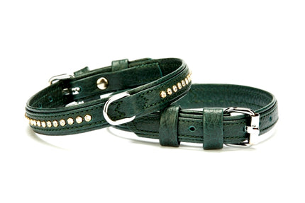 Doggie Flotter Deri Swarovski Kristal Taşlı Köpek Boyun Tasması 1,5 x 24-30 cm Kamel