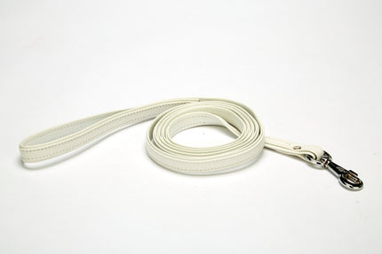 Doggie Flotter El Yapımı Deri Köpek Gezdirme Kayışı 1,5 cm x 150 cm Beyaz