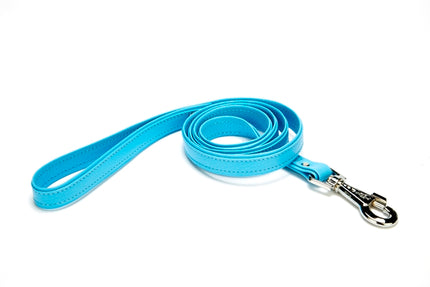 Doggie Flotter El Yapımı Deri Köpek Gezdirme Kayışı 1,5 cm x 150 cm Mavi