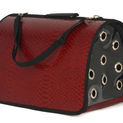 Flipper Kedi Köpek Deri Taşıma Çantası 25x26x42 cm Kırmızı