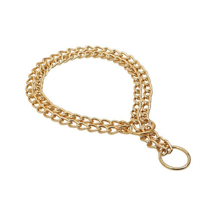 Doggie Eğitim Serisi Çift Boğma Zincirli Köpek Boyun Tasması - 2,5x60-60cm - Gold