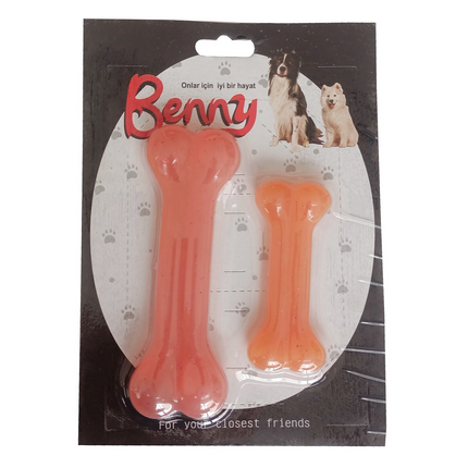 Benny Köpek Oyuncağı İkili Kemik 9 cm-14 cm Turuncu