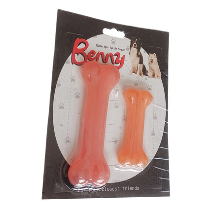 Benny Köpek Oyuncağı İkili Kemik 9 cm-14 cm Turuncu