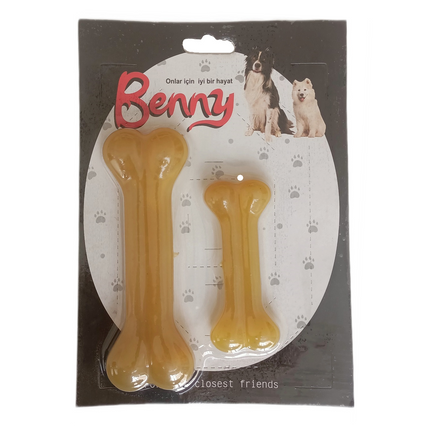 Benny Köpek Oyuncağı İkili Kemik 9 cm-14 cm Sarı