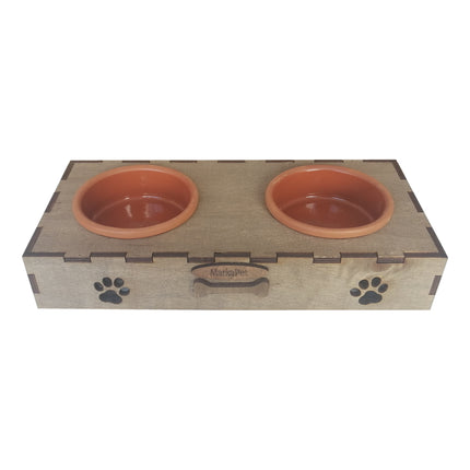 Markapet Ahşap Köpek Mama Su Kabı 200+200 ml