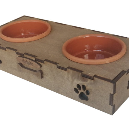 Markapet Ahşap Köpek Mama Su Kabı 200+200 ml