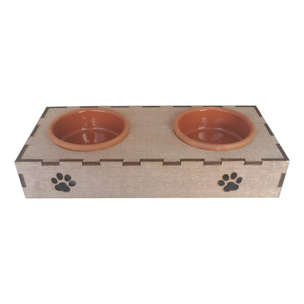 Markapet Ahşap Kedi Mama Su Kabı 200+200 ml