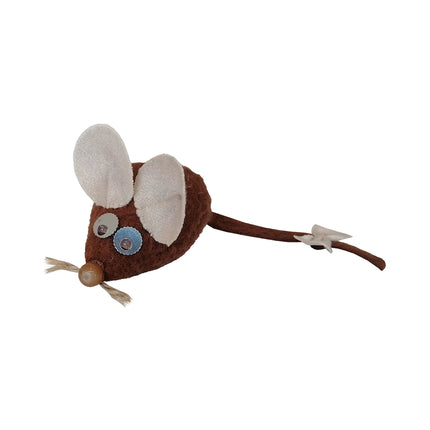 Markapet Kedi Oyuncağı Bıyıklı Peluş Fare 4,5 x 6-15 cm Kahverengi