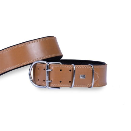 Doggie Konfor Deri El Yapımı Köpek Boyun Tasması 6x55-65 cm Kamel