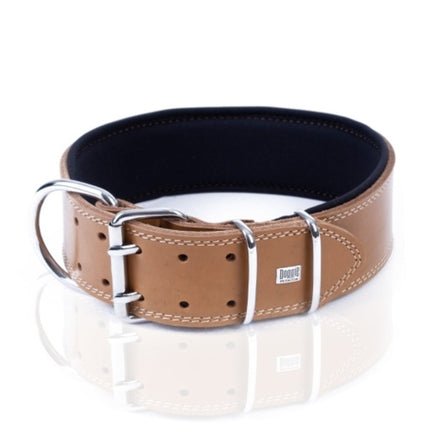 Doggie Konfor Deri El Yapımı Köpek Boyun Tasması 6x55-65 cm Kamel