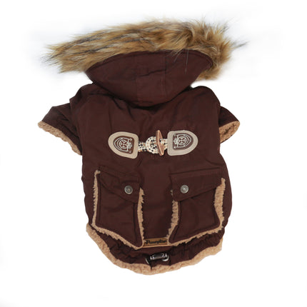Antler Buttoned Coat Küçük Irklar İçin Kapşonlu Köpek Montu Small