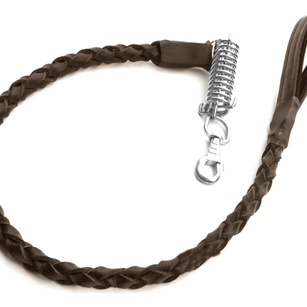 Lüx Deri Yaylı Köpek Gezdirme Halatı 2,5 cm x 70 cm Kahverengi ( 100 kg )