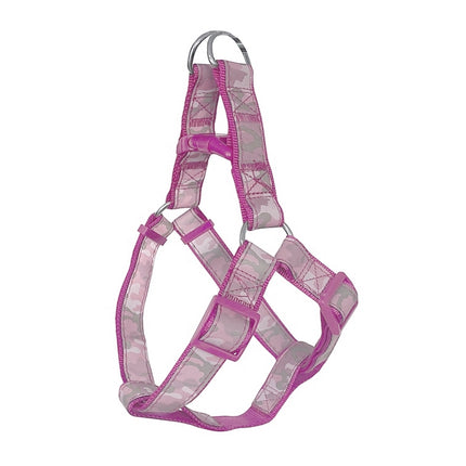 Köpek Göğüs Tasma Seti Reflektörlü Kamuflaj Desenli 120 cm-40 cm-56 cm Pembe