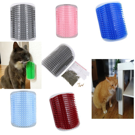 Self Groomer Kedi Otlu Duvara ve Masaya Monte Kedi Fırçası Mavi