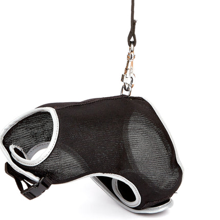 Doggie Havalı Ped Göğüs Tasma Seti Siyah 25*30 cm + 110 cm