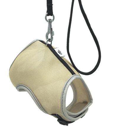 Doggie Havalı Ped Göğüs Tasma Seti Bej 25*30 cm + 110 cm