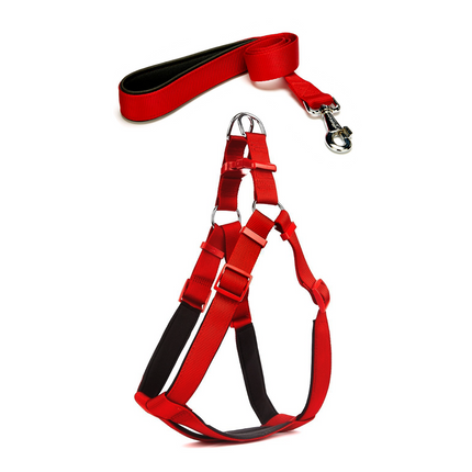 Köpek Göğüs Tasma Seti 50-70 cm Kırmızı+ Gezdirme Kayışı