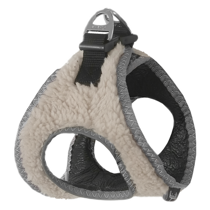 Üç Kilitli Kürklü Kedi Köpek Göğüs Tasması 28-34 cm X-Small Krem