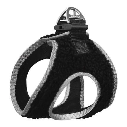 Üç Kilitli Kürklü Kedi Köpek Göğüs Tasması 30-38 cm Small Siyah