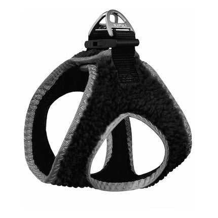 Üç Kilitli Kürklü Kedi Köpek Göğüs Tasması 20-24 cm XXX-Small Siyah