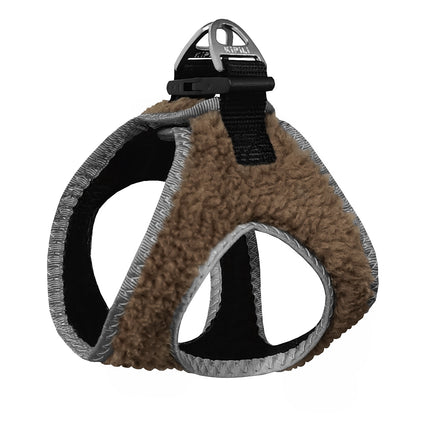 Üç Kilitli Kürklü Kedi Köpek Göğüs Tasması 28-34 cm X-Small Taba