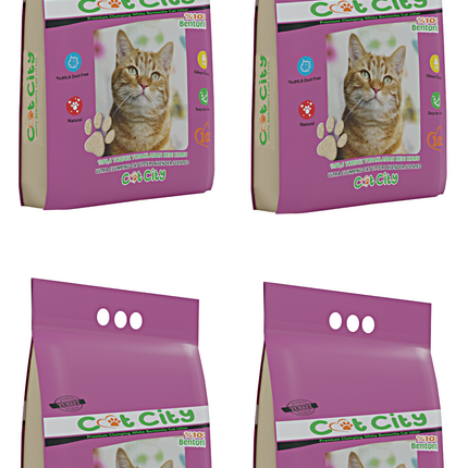 Cat City Ekstra Parfümlü Bentonit Topaklanan Kedi Kumu 10 Lt Lavantalı ( 4 ADET )