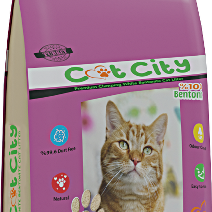 Cat City Ekstra Parfümlü Bentonit Topaklanan Kedi Kumu 10 Lt Lavantalı