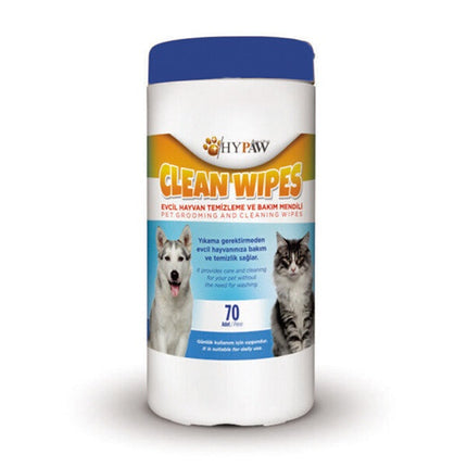 Hypaw Clean Wipes Kedi ve Köpekler için Temizleme ve Bakım Mendili 20x20cm (70'li)