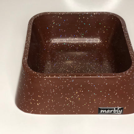 Marbly Kahve Galaxy Mermerit Köpek Mama Su Kabı 500 ml