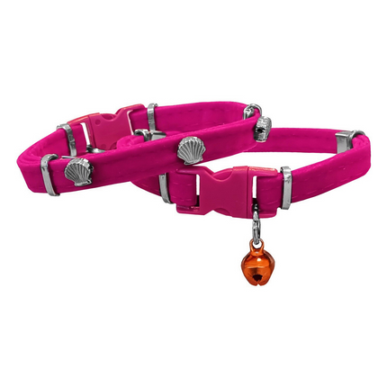Markapet Kadife Kedi Boyun Tasması Midyeli 20-32 cm Pembe