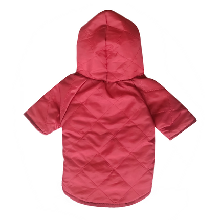 Kapşonlu Ve Astarlı Köpek Montu Medium 31-44 cm Kırmızı Gri