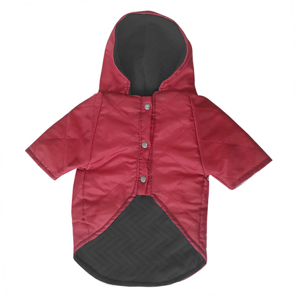 Kapşonlu Ve Astarlı Köpek Montu XX Large 37-54 cm Kırmızı Siyah