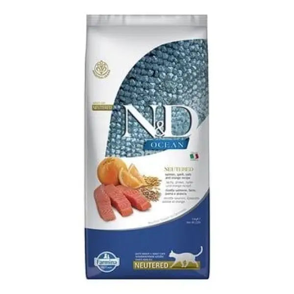 N&D Ocean Düşük Tahıllı Somonlu ve Portakallı Kısırlaştırılmış Kedi Maması 10Kg