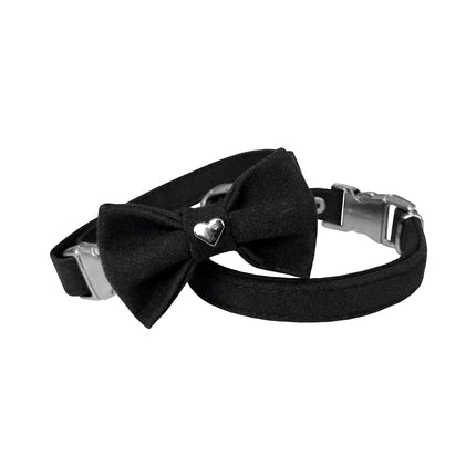Markapet Kadife Papyonlu Kedi Boyun Tasması 20-32 cm Siyah