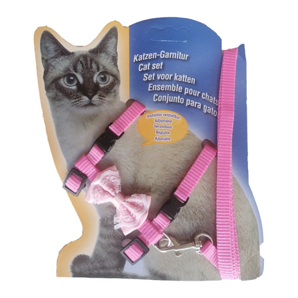 Atlantik Papyonlu Pembe Kedi Göğüs Bel Tasması 20*32 cm