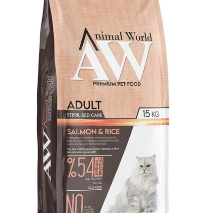 Animal World Sterilised Somonlu Kısırlaştırılmış Kedi Maması 15 KG