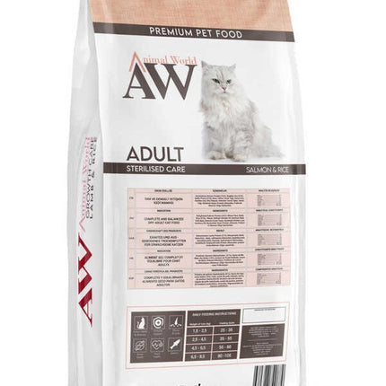 Animal World Sterilised Somonlu Kısırlaştırılmış Kedi Maması 15 KG