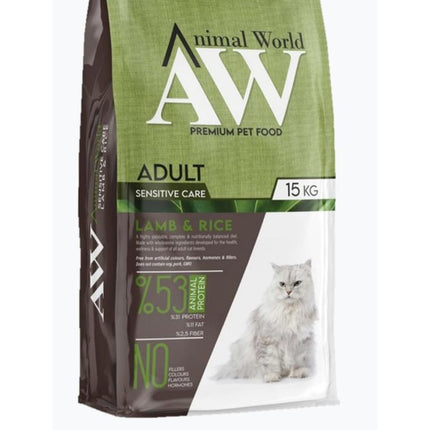 Animal World Kuzu Etli Pirinçli Yetişkin Kedi Maması 15 kg