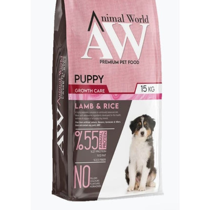 Animal World Kuzu Etli Pirinçli Yavru Köpek Maması 15 kg