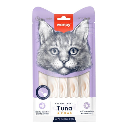 Wanpy Ton Balıklı Yengeçli Krema Likit Kedi Ödülü 5X14GR