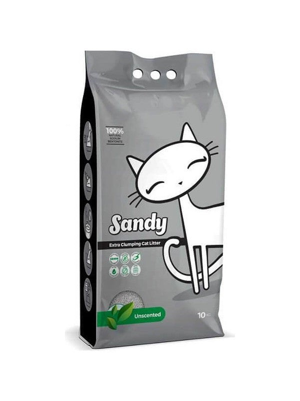 Sandy Sodyum Bentonit Ultra Topaklaşan Kokusuz Doğal Kedi Kumu 10 kg
