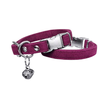 Markapet Kadife Çanlı Kedi Boyun Tasması 20-32 cm Koyu Pembe